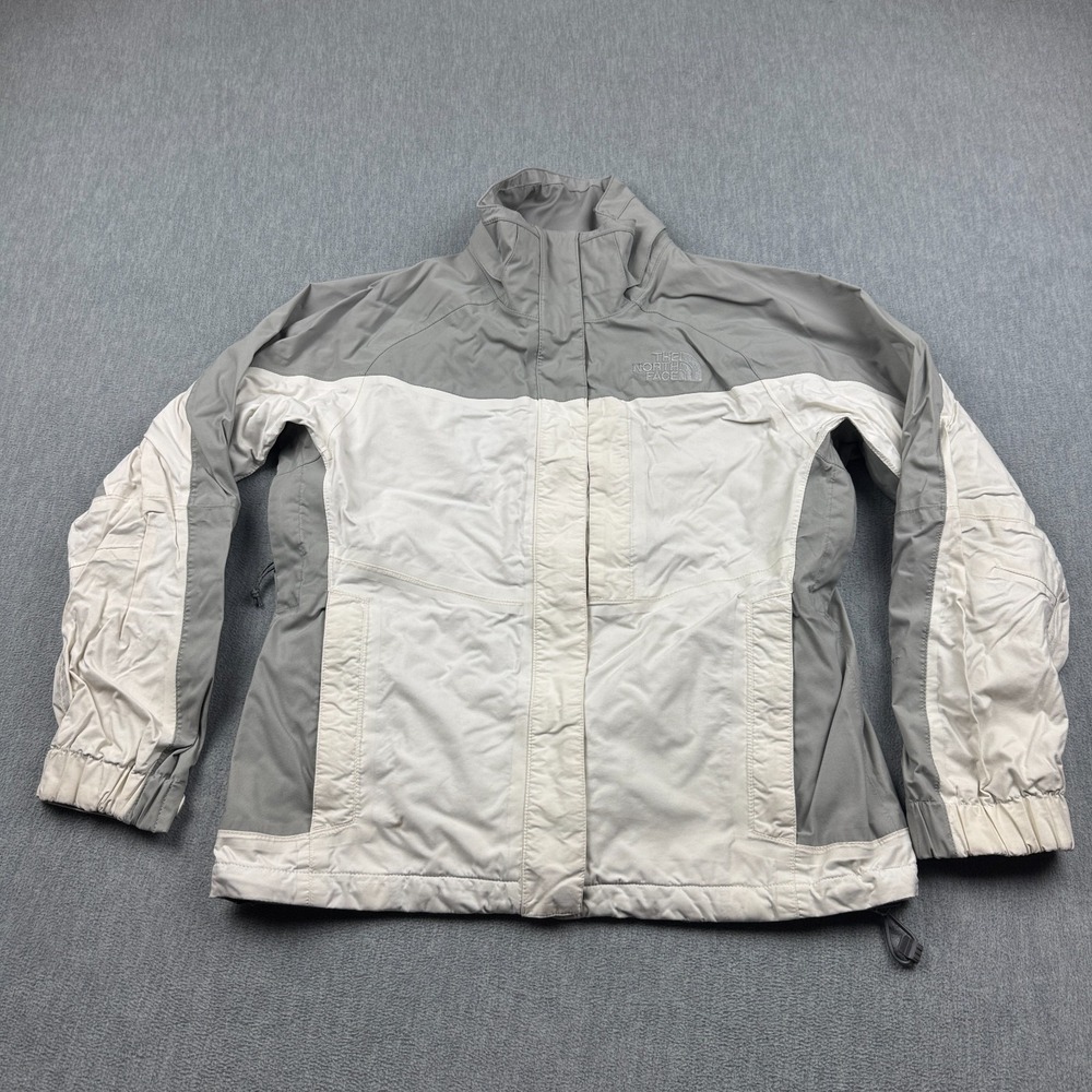 The North Face Jacket Womens Small Gray White Hyvent Windbreaker Full Zip Al4S